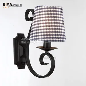 RM1426 Home Fabric Lamp Shade Matt Black Modern Fancy Wall Lamp thumbnail-1