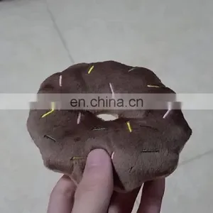 Donut Shaped Pet Toy Plush Stuffed Squeaky Eco Dog Donut Toy thumbnail-1