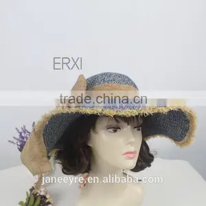 New Design Cheap Promation Straw Hat to Sinamay Bowknot Decorate thumbnail-6