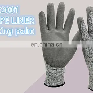 Great Grip En388 4544 Hppe PU Coated Construction Glove Cut Resistant Level 5 Work Safety Gloves for Construction thumbnail-2