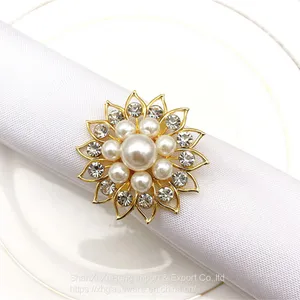 White Pearl Flower Napkin Holder Rings For Wedding Table Decoration thumbnail-3