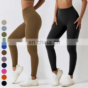 Quick Dry Breathable Sports Leggings Custom Logo Workout Tights Gym Fitness Pants Scrunch Butt High Waist Women Yoga Leggings thumbnail-1