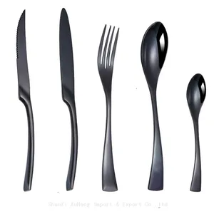 Restaurant Stainless Steel Cutlery 304 Black Plated Polishing Flatware Set thumbnail-1