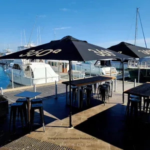 Hand-cranked Garden Parasol With Logo Printing Design, Suitable for Outdoor Use in Restaurants, Made of Aluminum Alloy thumbnail-1