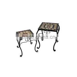 2/S Entrada Collection Square Mosaic Table Set Plant Stand thumbnail-1