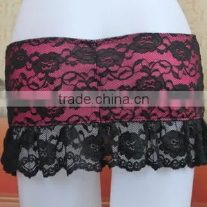 Pink Sexy Lace Lady Skirt, Black Lace Young Girl Skirt thumbnail-3