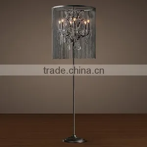 2016 New Style Simple Vintage Iron Crystal Floor Lamp Model 3005-L6 thumbnail-1