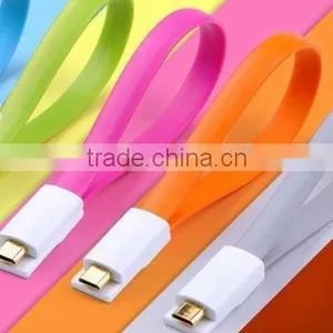 Made in China Factory Selling Micro V8 Mini Flat Cable Led Light Smile Face Usb Data Cable For Samsung Mobile Phone I9500 Note 3 thumbnail-3