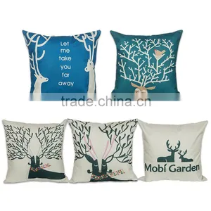 2016 Hot Sale Home Decorative Custom Deer Printing Linen Cheap Cushion Cover thumbnail-1