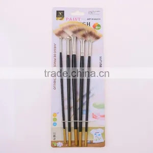 Wholesale 5pcs Set Fan Shape Wooden Handle Artsit Paint Brush thumbnail-4