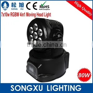 Wholesale 7x10w Rgbw 4in1 Mini Led Dmx Moving Head Lights for Home Party thumbnail-2