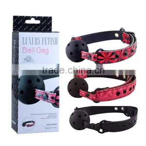 Wholesale Ball Gag Adjustable Leather Mouth Balls ,woman Knitted Strip Gag by Polyste thumbnail-1