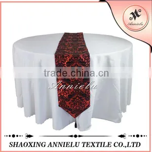 Wholesale Various Color Flocking Damask Taffeta Table Runner thumbnail-1