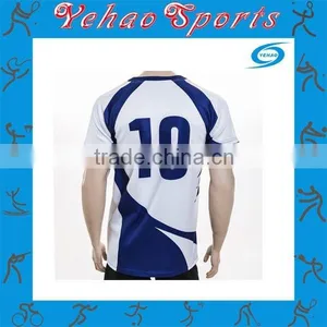 Custom Made Blue White Rugby Jersey With Logo and Number thumbnail-2