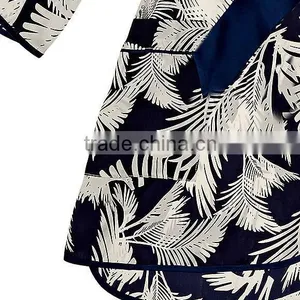 Cheap Custom Sexy Woman Short 100% Pure Printed Silk Charmeuse Night Sleeping Kimono Robe With Side Pockets thumbnail-4