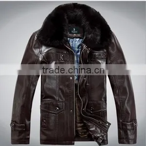 Business Casual Lapel With Collars Leather Jacket for Men Wholesale thumbnail-1