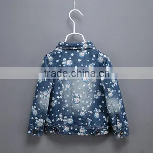 High Quality Kids Fashion Cotton Jacket Cute Cartoon Printed Denim Outwear thumbnail-3