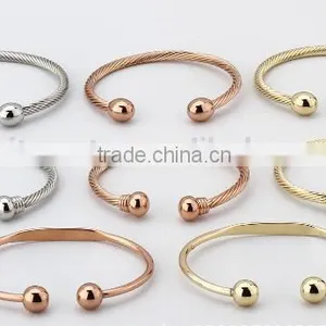Hotsale Raw Brass Twist Cable Wire Terminal Magnetic Cuff Bangle Copper Magnetic Bracelet Wholesale thumbnail-5