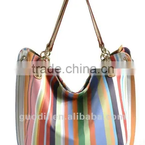 Summer Hot! Multi Stripe PU Large Tote Bags Fashion Ladies Handbags 2012 thumbnail-1