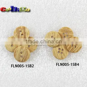 15mm(24L) Dia. Imitation Wood Grain Resin Buttons 2/4 Holes Sewing Craft Accessories For Bag Garment #FLN005-15 Quality Choice thumbnail-1