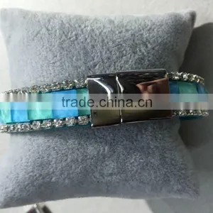 2016 China Top Elegant Woman New Design Shinning Blue Yellow Crystal Band Bracelet thumbnail-1