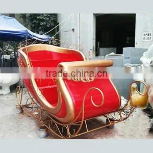 Decorative Christmas Santa Sleigh Decorations Indoors or Outdoors Fibreglass Red Sleigh thumbnail-1