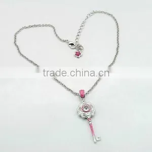 Fashion Pink Enamel Key Necklaces thumbnail-1