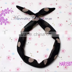 Stock Fashion Jewelry Rabbit Tiger Color Round Dot Stripe Lace Hairband For Girls thumbnail-4
