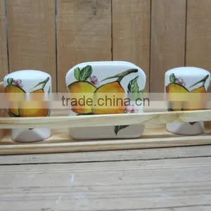 Cheap Ceramic Napkin Holder With Salt and Pepper Shaker Set thumbnail-1