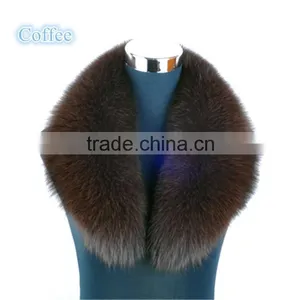 Big Shawl Collar Coffee Fox Fur Shawl Collar for Ladies Coat thumbnail-1