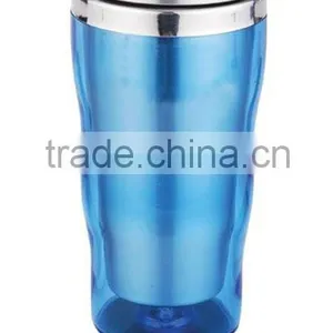 Stainless Steel Auto Mug 450ml Blue Color Mug Easy Taking thumbnail-1