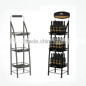 Free Standing Supermarket Metal Wine Tower Rack Stand HSX-3220 thumbnail-1