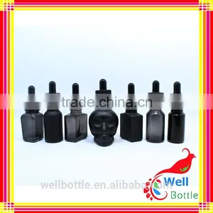 Black Glass Dropper Bottle for Essential Oil Skull Glass e Liquid Bottle for Smoking Oil thumbnail-1