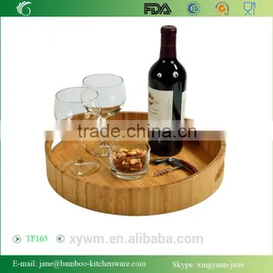 Picnic Curve Bamboo Cocktail Serving Tray With Handle thumbnail-1