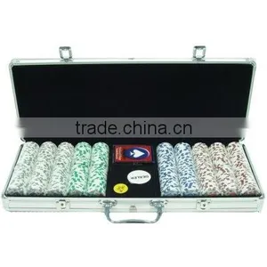 500 4 ACES 11.5g Poker Chips, Aluminum Case, 14 Dominoes! thumbnail-1