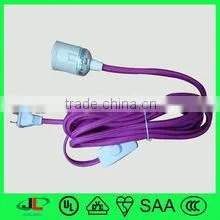 Fabric Cord With Switch and Lampholder UL 2 Pin White Electric Plug thumbnail-1