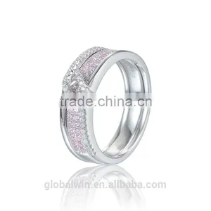 Vogue Double Jewelry Wedding Rings Pink Zircon Custom Wholesale 925 Sterling Silver Rings Jewelry For Womam thumbnail-1