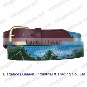 Needlepoint Belt With Solid Brass Buckle thumbnail-1