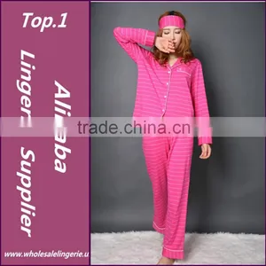 TOP SELL Striped Cotton Women Sleepwear Women Pajamas Set Sleepshirt Sleep & Lounge Home Clothes Long Sleeve Pants Soft Pyjamas thumbnail-1