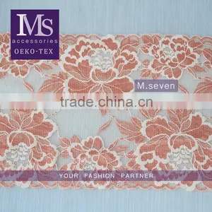 Hot Selling 20cm Width Elastic Band Brazilian Hair Flower Pattern Full Lace Trim thumbnail-1