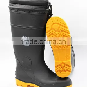 Black Cold-Resistant Winter Work Rain Boots With Fur Lining thumbnail-1