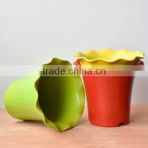 Home Design Biodegradable Plant Fiber Lace Colorful Plastic Flower Pots thumbnail-1