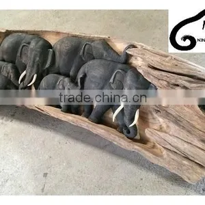 Wood Carved Elephant From Thailand thumbnail-2