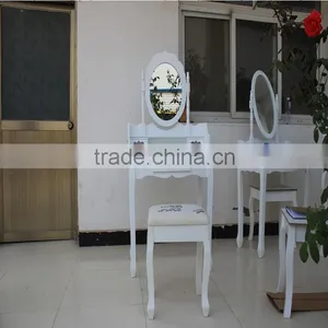 Bedroom Wooden Make-up Dressing Table Set, Wooden Dresser With Mirror and Stool thumbnail-1