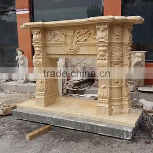 Beige Travertine Morden Indoor Used Decoration Marble Fireplace Mantel for Sale thumbnail-2
