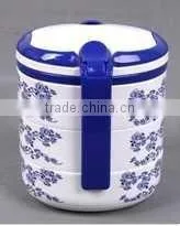 Portable Three Layers Oval Lunch Box With Lock thumbnail-1