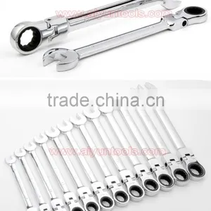 FLEXIBLE HEAD Ratchet Wrench Set Combination Spanner Kit Open Ended and Ratchet Ring Great Double Ended Combi Spanners thumbnail-2