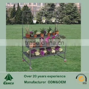 Tri-Step Display Bench With Purlin, Garden Plant Display Racks , thumbnail-1