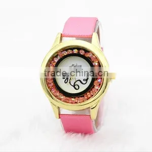 2017 Round Dial Vogue Women's Sexy Quartz Watch With Crystal Diamond thumbnail-4