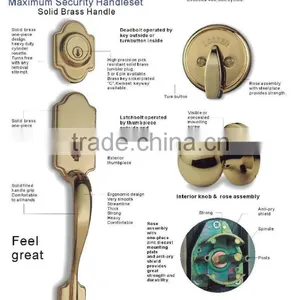 ANSI Grade 2 Brass Hotel Commercial Residential Door Lever Handleset Lock thumbnail-2